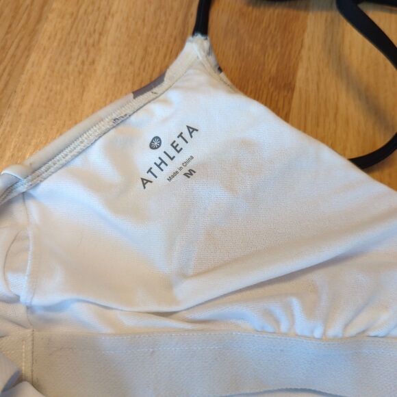 Athleta Polynesia One Piece Swimsuit Womens Medium Off White Floral Halter - Picture 5 of 7